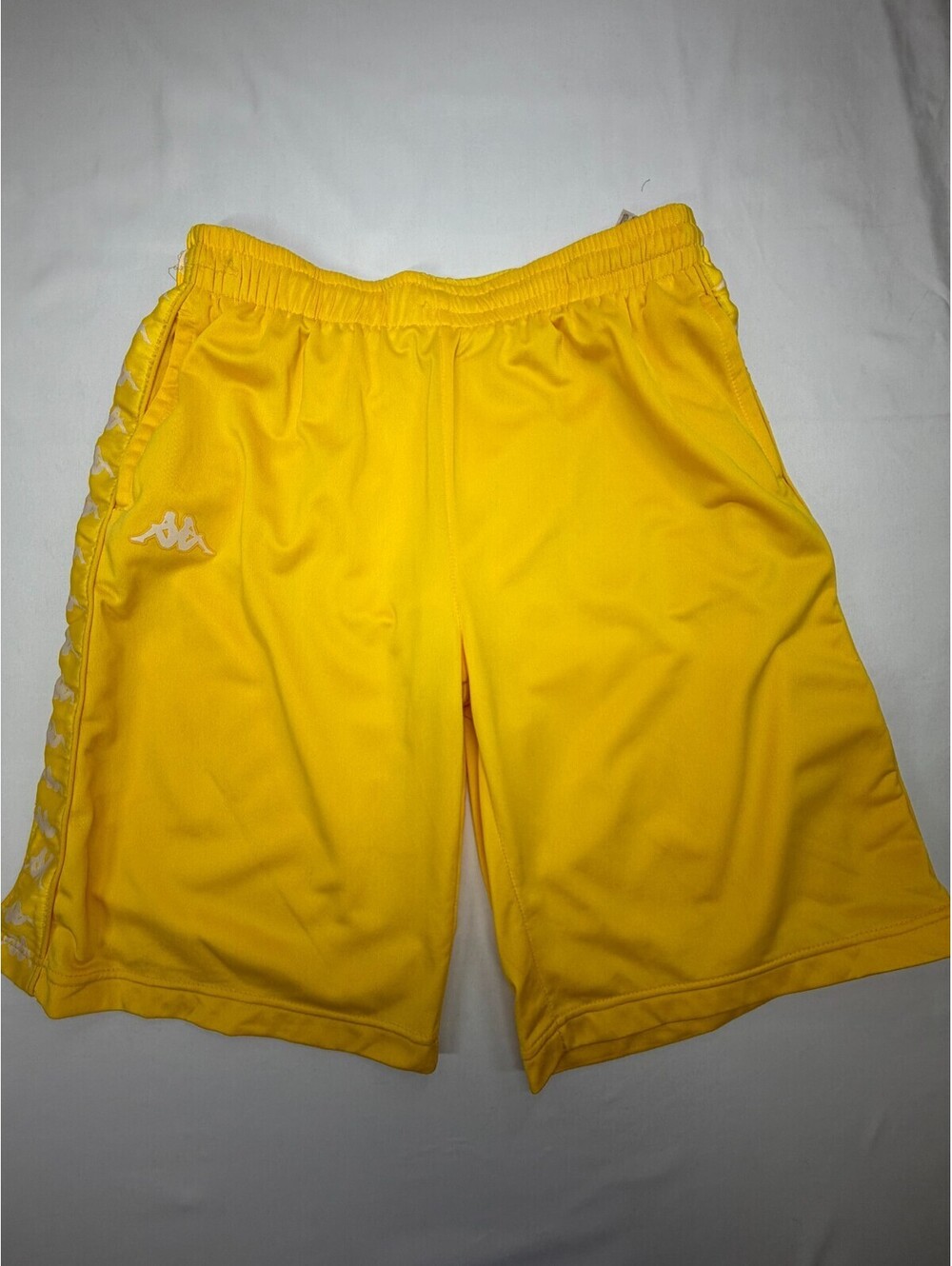 Kappa Men's Athletic Shorts Drawstring Polyester Logo Solid Size L Yellow
